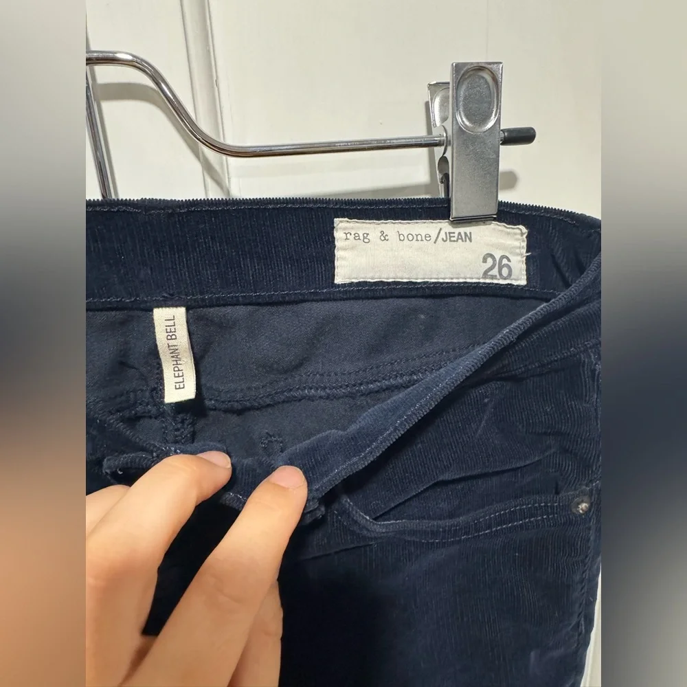 NWOT Rag n Bone Elephant Bell Dark Blue Corduroy Pants - Picture 2 of 4